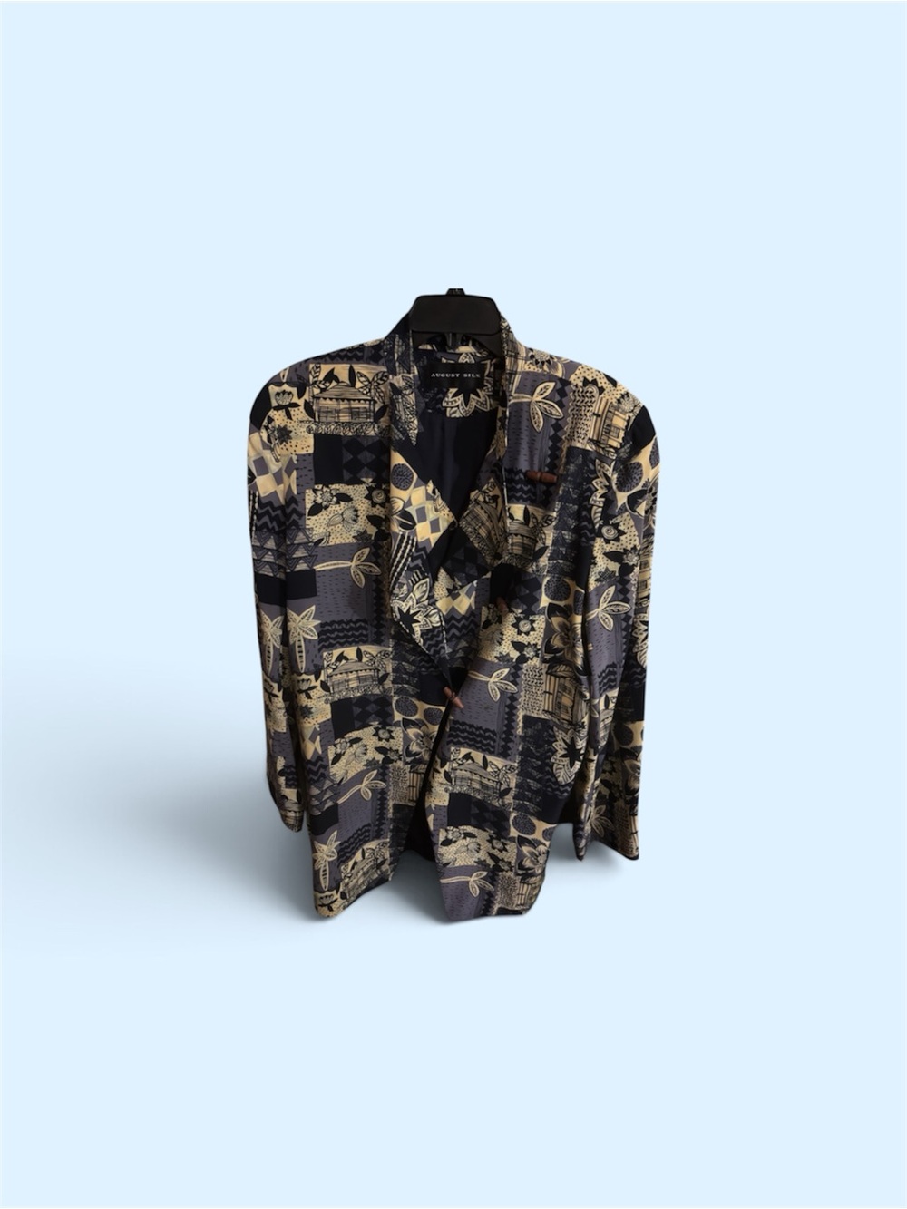august silk Navy and Cream Patterned Jacket